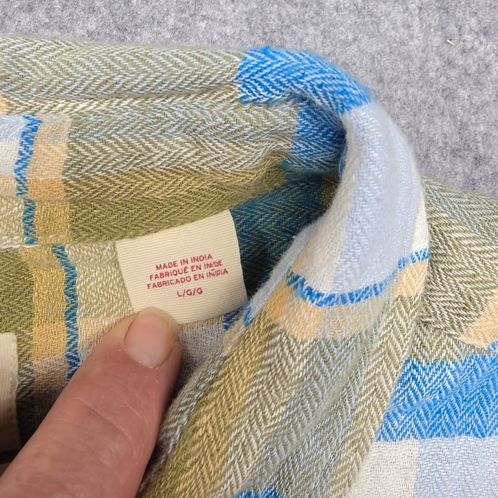 Levis Relaxed Fit Flannel Shirt Mens L Green Blue Plaid Long Sleeve Button Up - Picture 10 of 12